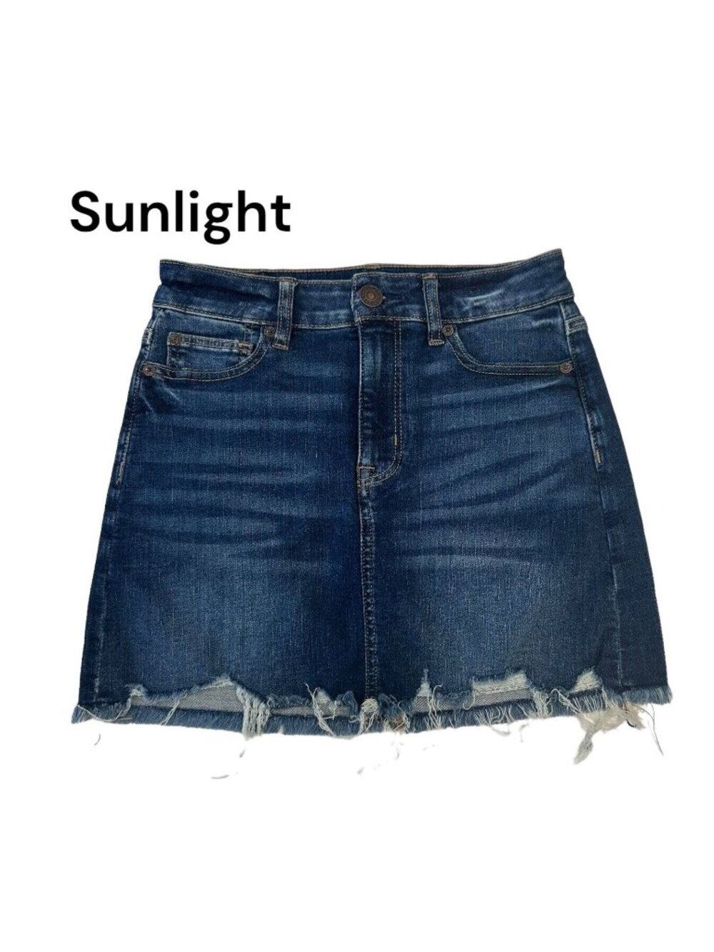 American Eagle Denim Skirt Womens 2 -Hi-Rise Mini NL Stretch Cut Off Distressed